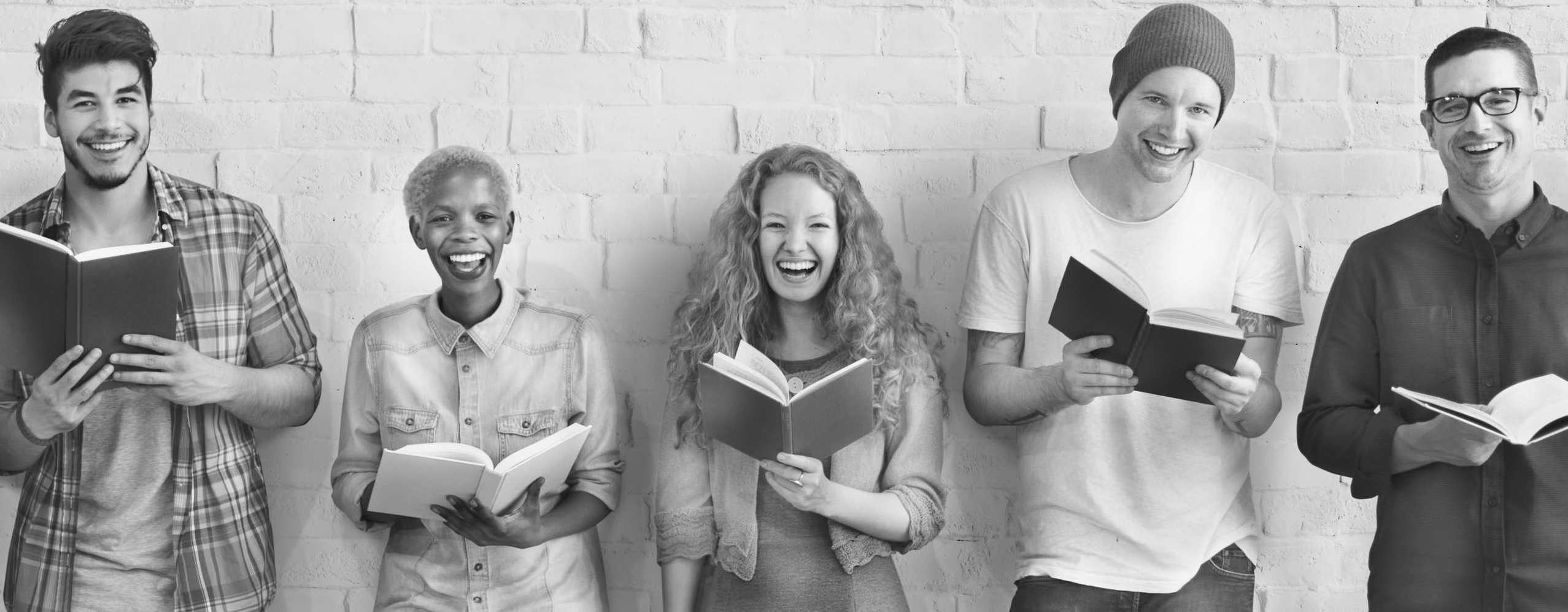 Group of people reading books